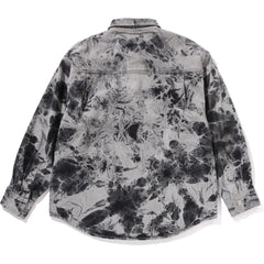 DESTROYED BLEACH BATHING APE LOGO LS SHIRT MENS