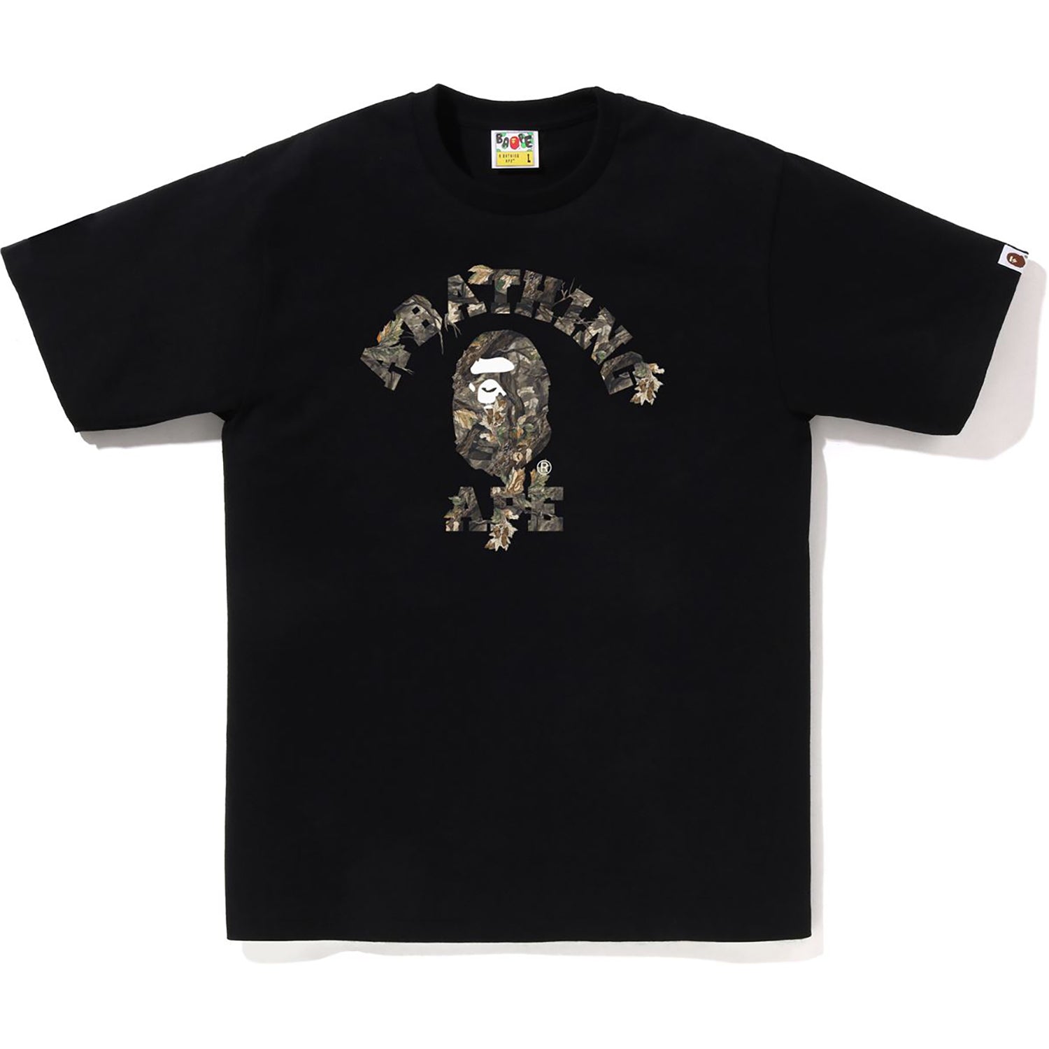 BAPE MENS TREE EDGE CAMO COLLEGE T-SHIRT