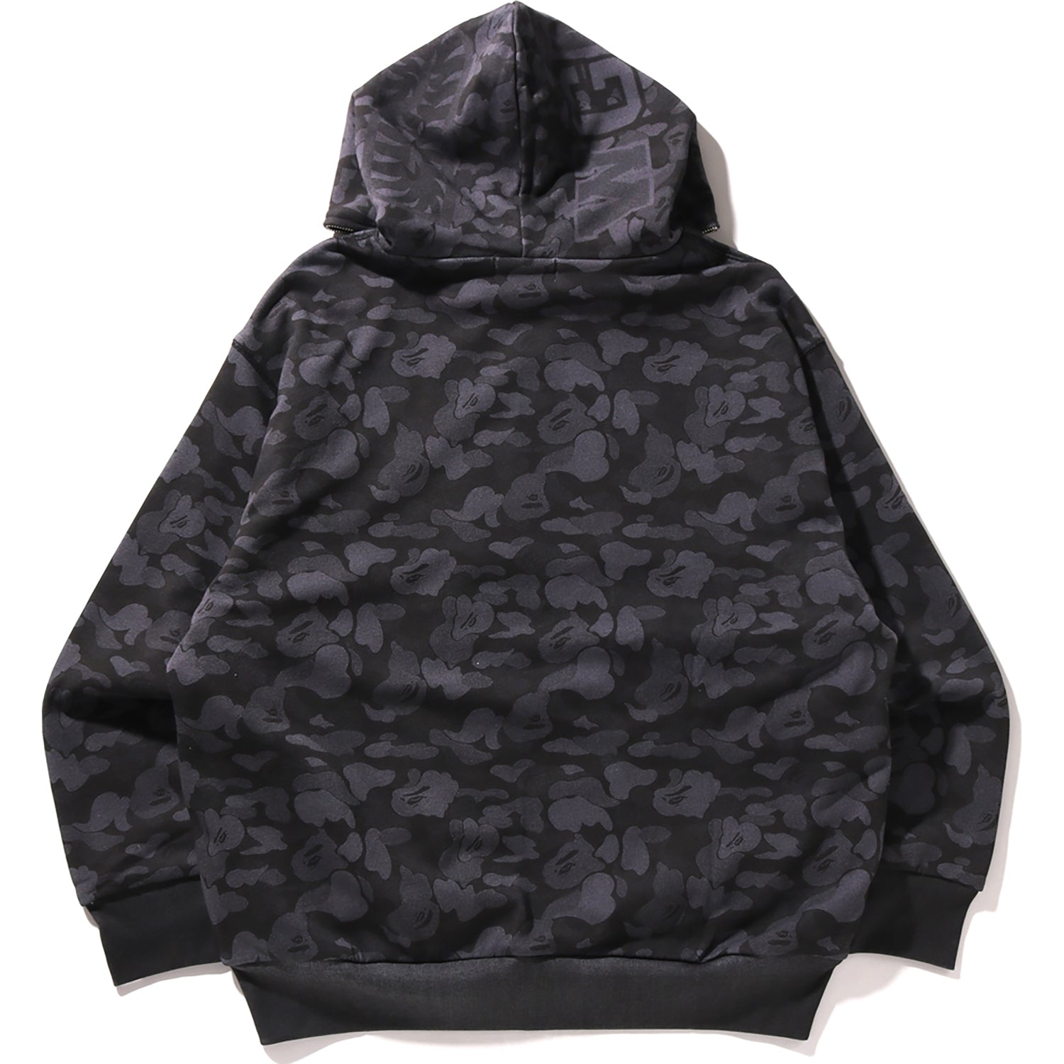CAMO FAKE PRINT RELAXED FIT SHARK FULL ZIP HOODIE MENS