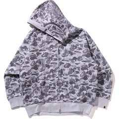 CAMO FAKE PRINT RELAXED FIT SHARK FULL ZIP HOODIE MENS