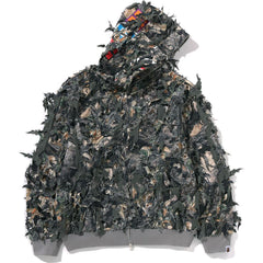 TREE EDGE CAMO LASER CUT CROPPED SHARK FULL ZIP HOODIE LADIES