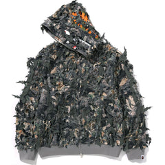 TREE EDGE CAMO LASER CUT CROPPED SHARK FULL ZIP HOODIE LADIES