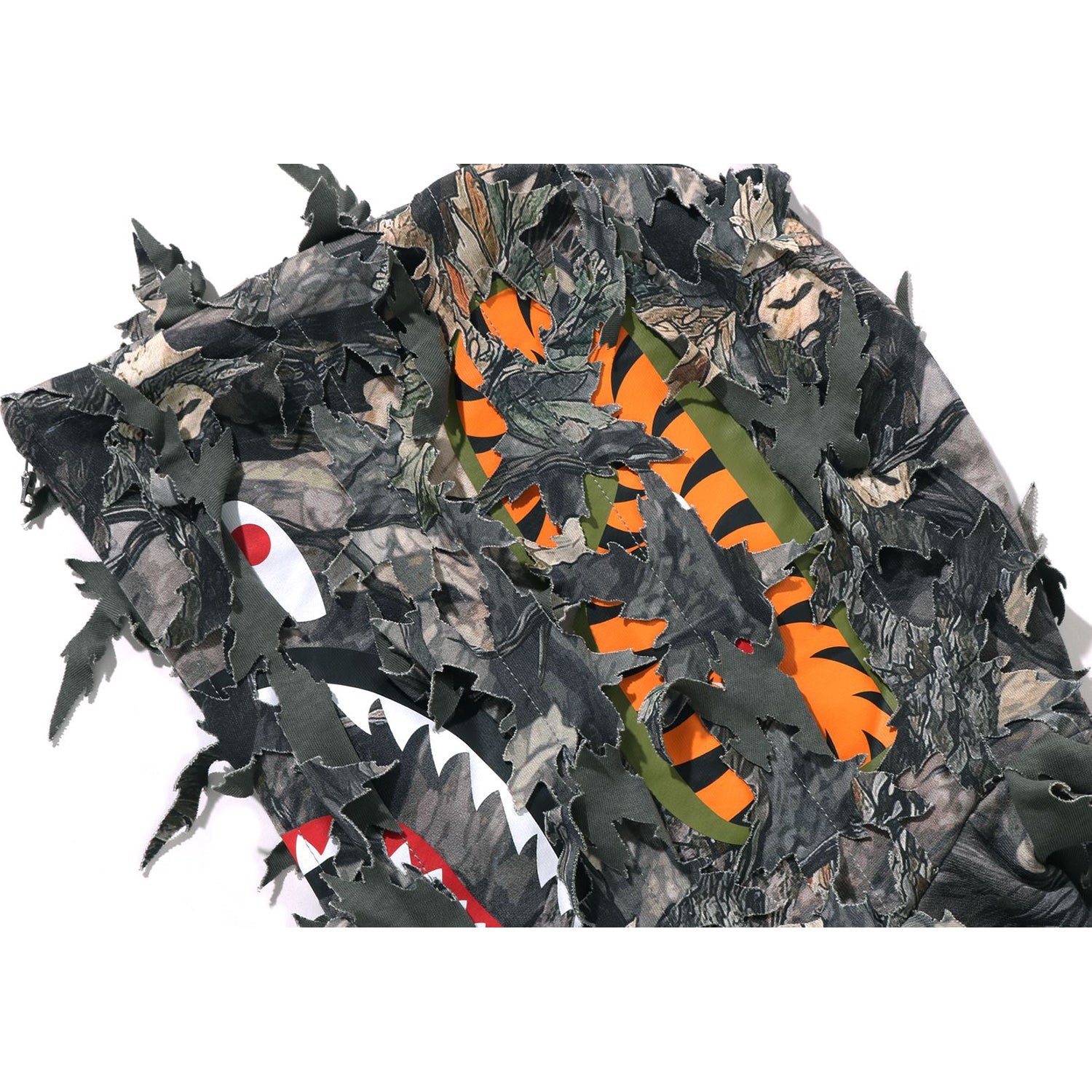 TREE EDGE CAMO LASER CUT CROPPED SHARK FULL ZIP HOODIE LADIES